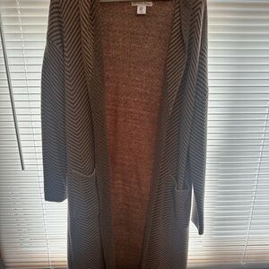 Brown Long Knit Cardigan Sweater